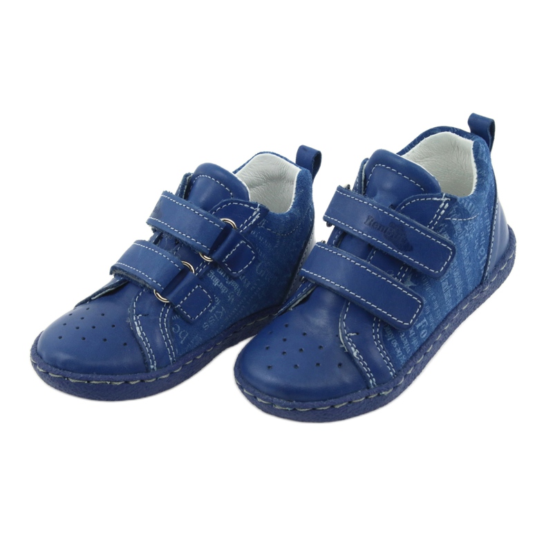 Boys leather shoes with Velcro Ren But 1429 blue 3
