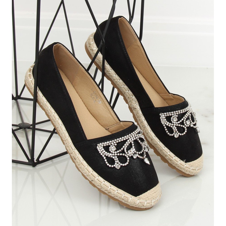 Black Espadrilles with a crown H-6558 Black 1