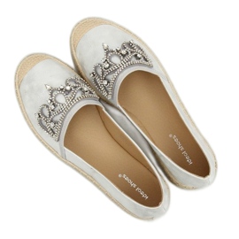 Silver espadrilles with a crown, H-6558 Silver grey 1