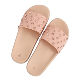 Pink CK67P Pink slippers with stones 2