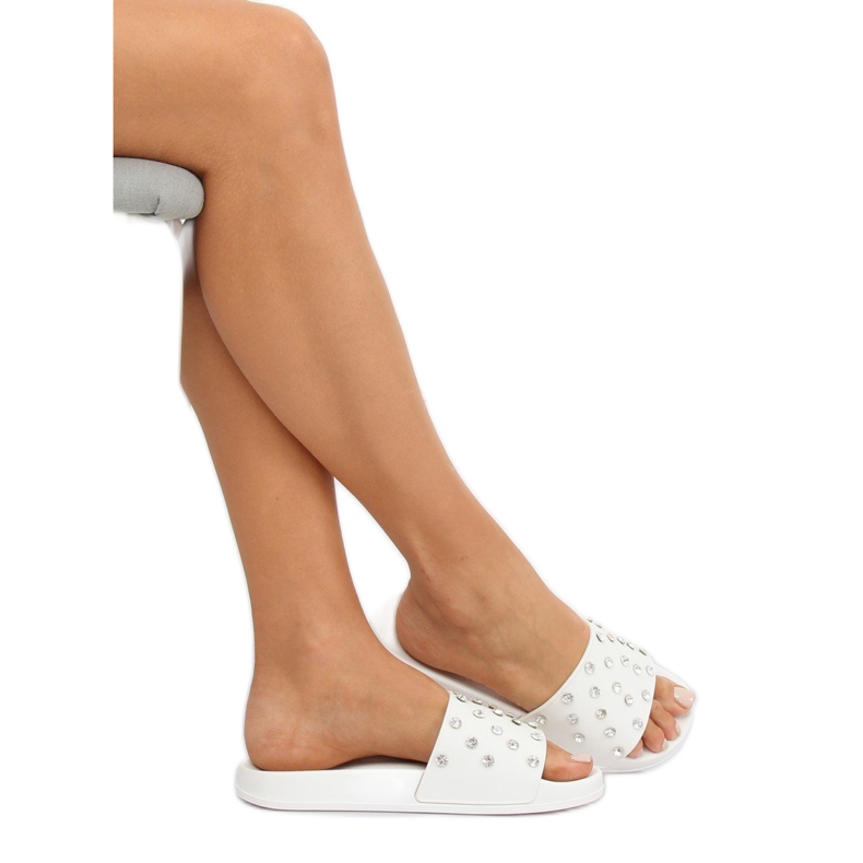 White CK67P White slippers with stones 1