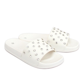 White CK67P White slippers with stones 2