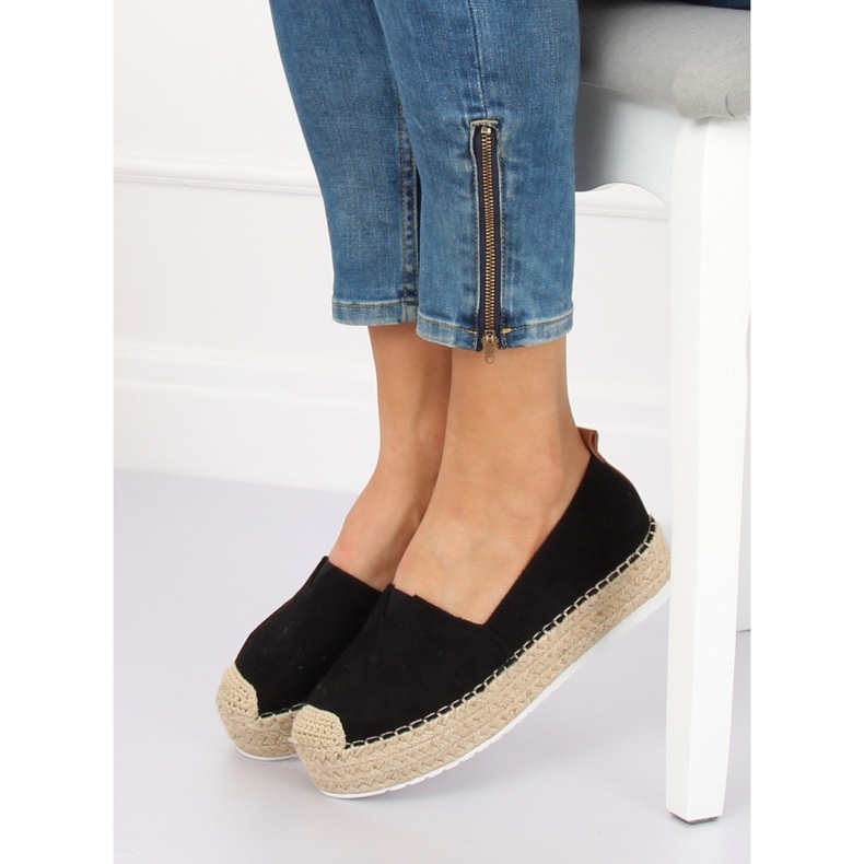 Black BL247 Black espadrilles on high sole 1