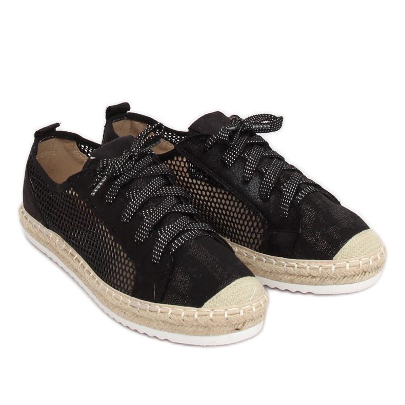 Black laced espadrilles B752S-BL Black 1
