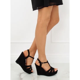 Black sandals on a wedge heel A208 Black 1