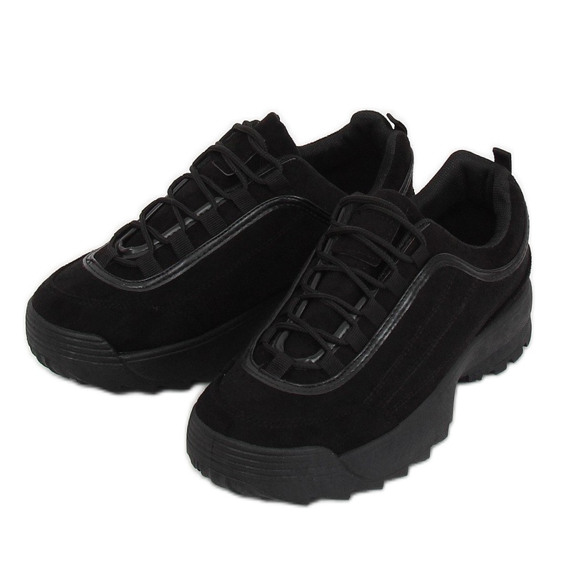 Black 81016 Black suede sports shoes 2