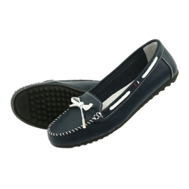 Women's leather loafers Filippo 141 navy blue white 5