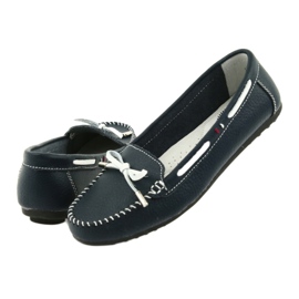 Women's leather loafers Filippo 141 navy blue white 4