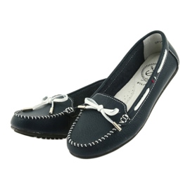Women's leather loafers Filippo 141 navy blue white 3