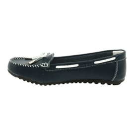 Women's leather loafers Filippo 141 navy blue white 2