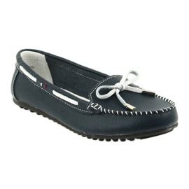 Women's leather loafers Filippo 141 navy blue white 1