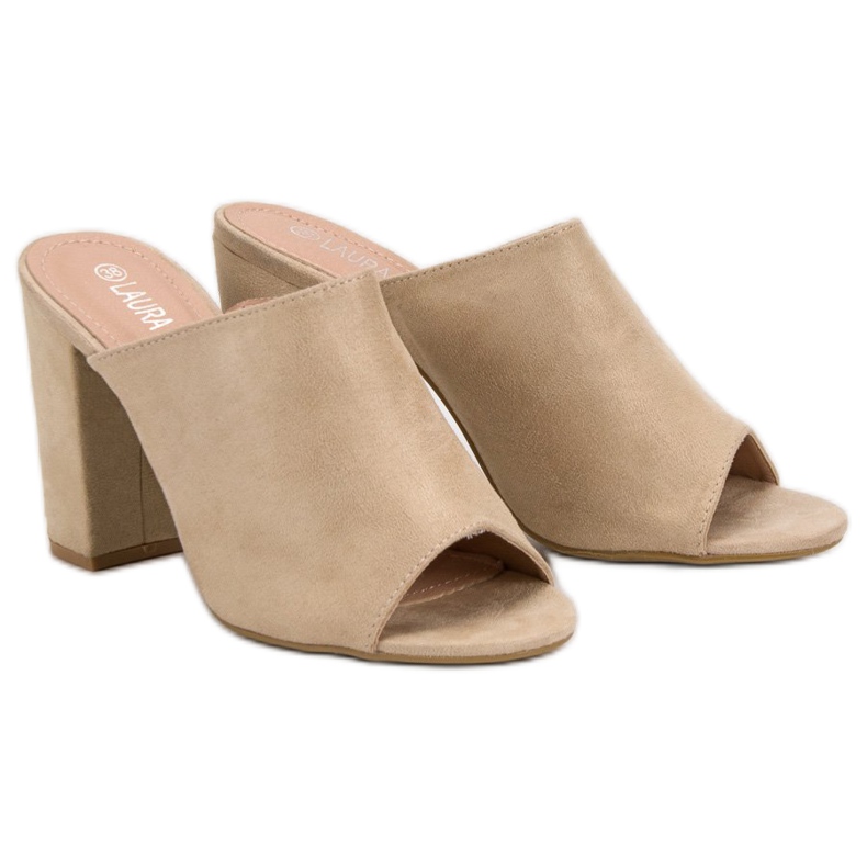 Laura Mode Suede Slippers On A Bar brown 2