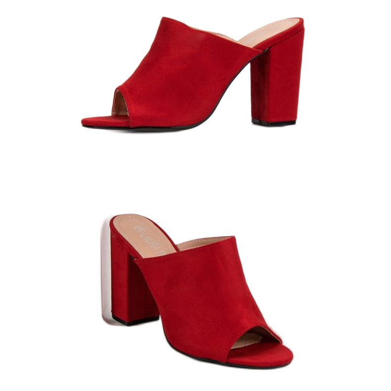 Laura Mode Suede Slippers On A Bar red 2