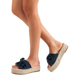 Espadrilles Slippers On The Platform blue navy blue 2