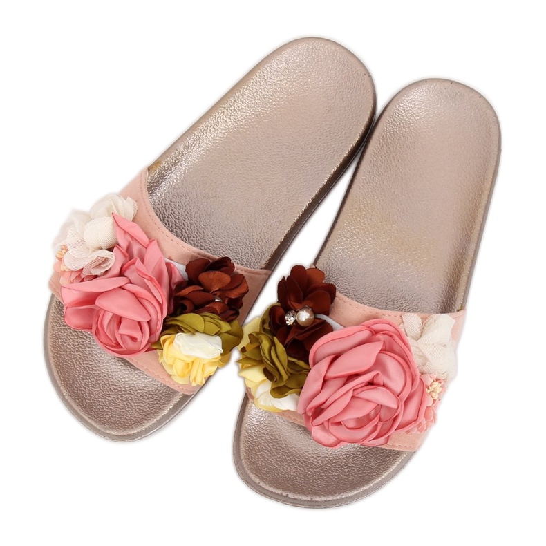 Pink BG19 Champagne slippers with flowers 2