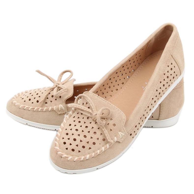 Ladies' beige loafers T339P Beige 2