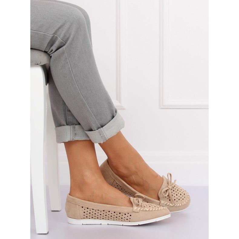 Ladies' beige loafers T339P Beige 1