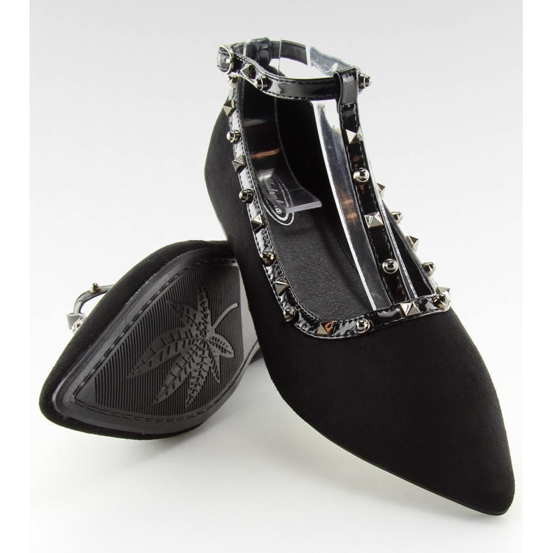 Ballerina shoes with studs black 127-13 Black II-GAT 2