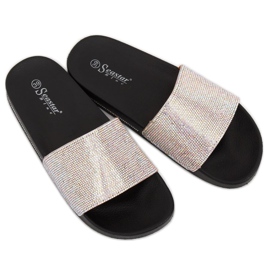 Black BG21P Black slippers with cubic zirconias 1