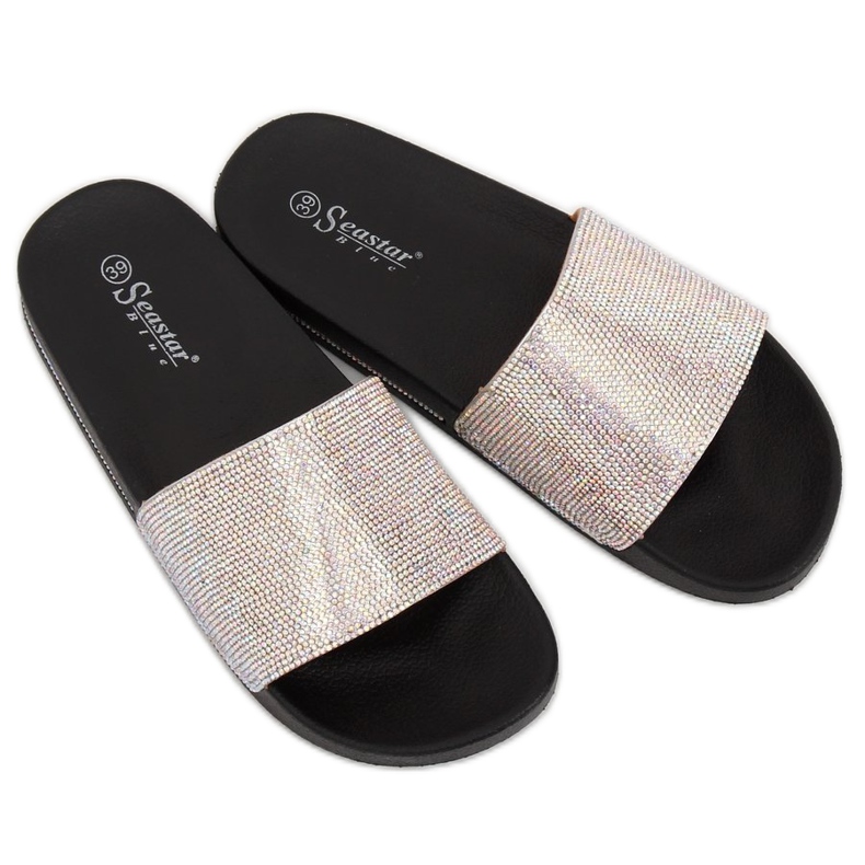 Black BG21P Black slippers with cubic zirconias 1