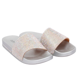 Silver slippers with cubic zirconia BG21P Silver grey 2