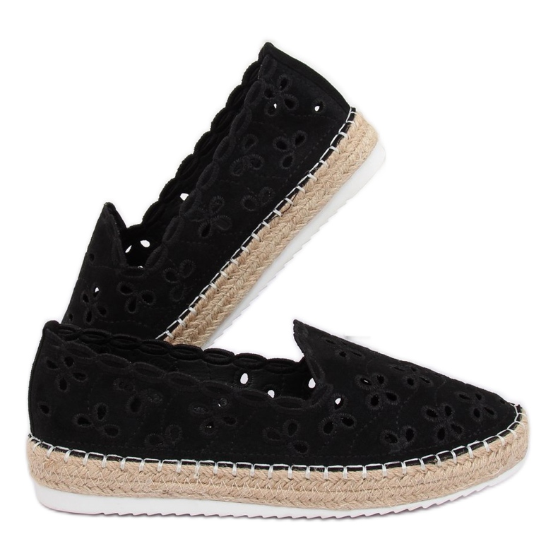 Black openwork espadrilles LT112 Black 1