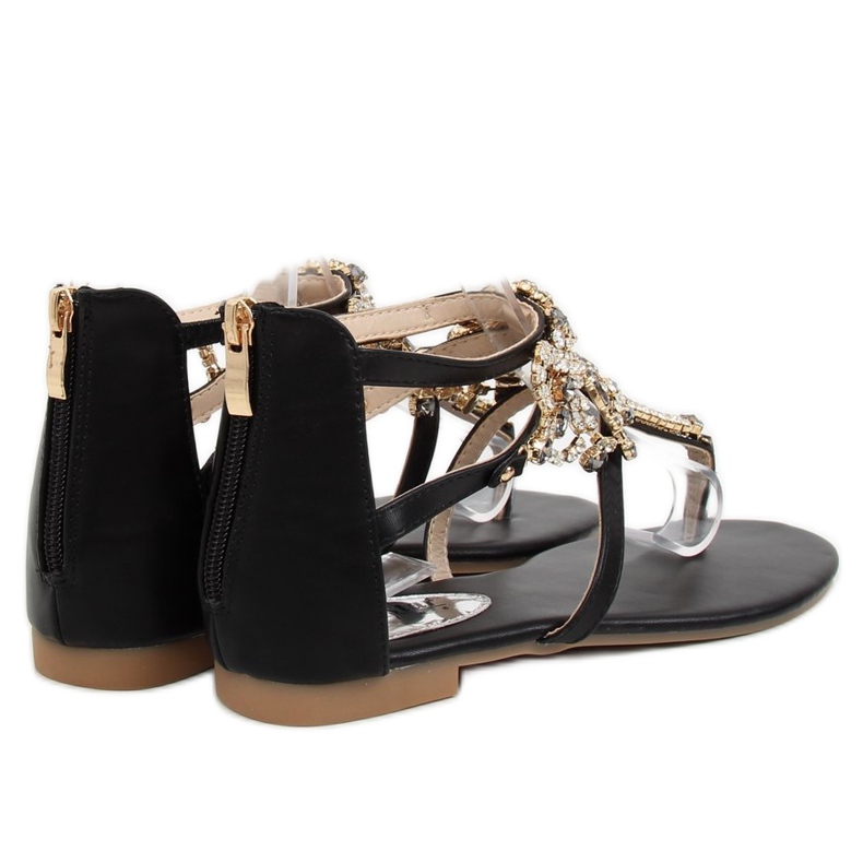 Black sandals with stones JH64P Black 1 Black sandals with stones JH64P Black 1