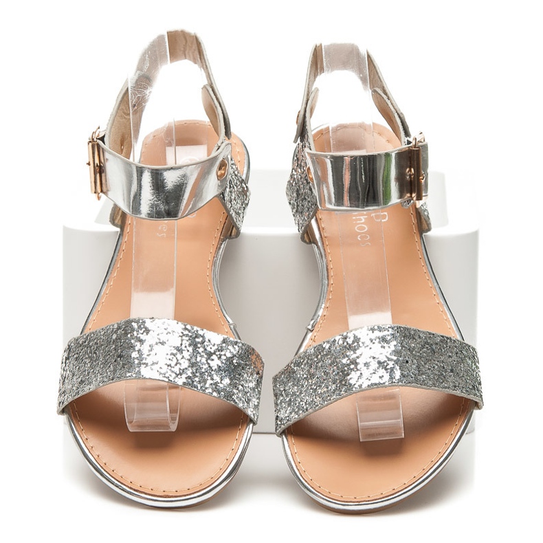 Top Shoes Flat Sandals With Glitter grey 2