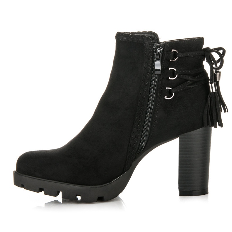 Super Me Suede Booties With Fringes black 1