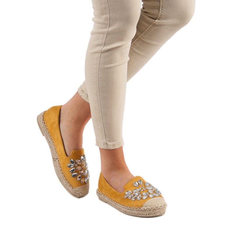 Small Swan Suede Espadrilles With Ornaments yellow 2
