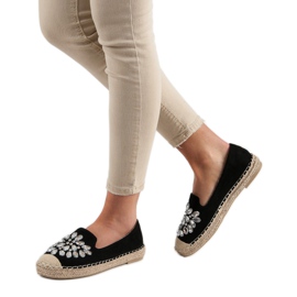 Small Swan Suede Espadrilles With Ornaments black 2