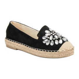 Small Swan Suede Espadrilles With Ornaments black 4