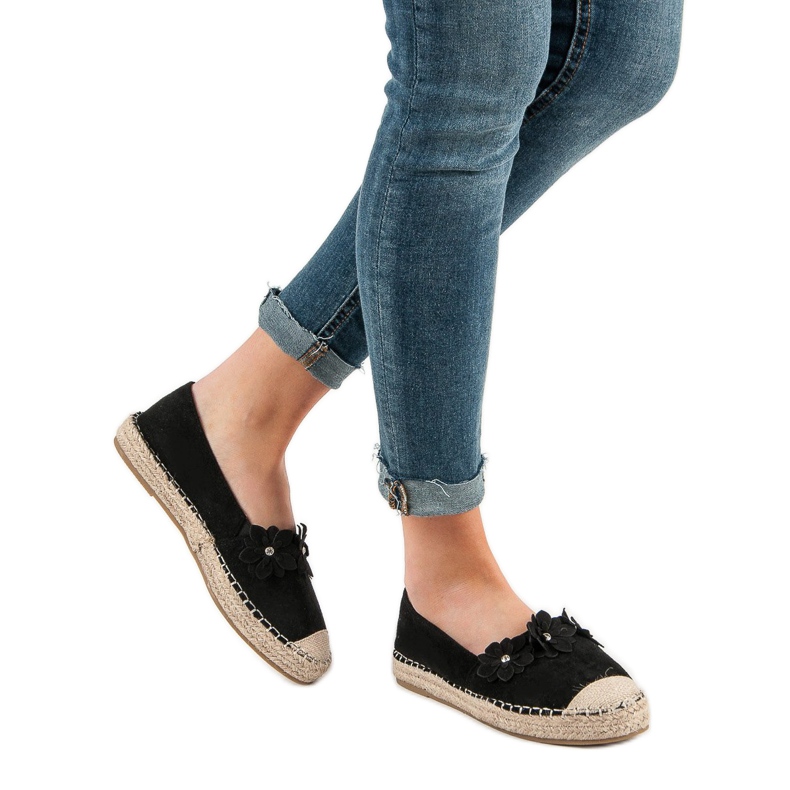 Espadrilles With Flowers black 1