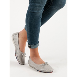 VINCEZA openwork leather ballerinas grey 1