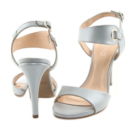 Leather sandals on a pin Edeo 3208 gray grey 4