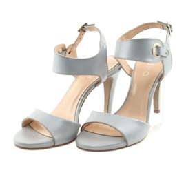 Leather sandals on a pin Edeo 3208 gray grey 3