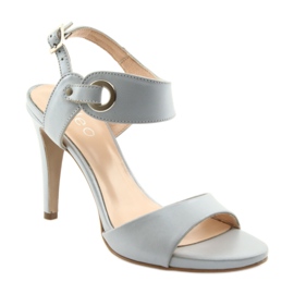 Leather sandals on a pin Edeo 3208 gray grey 1