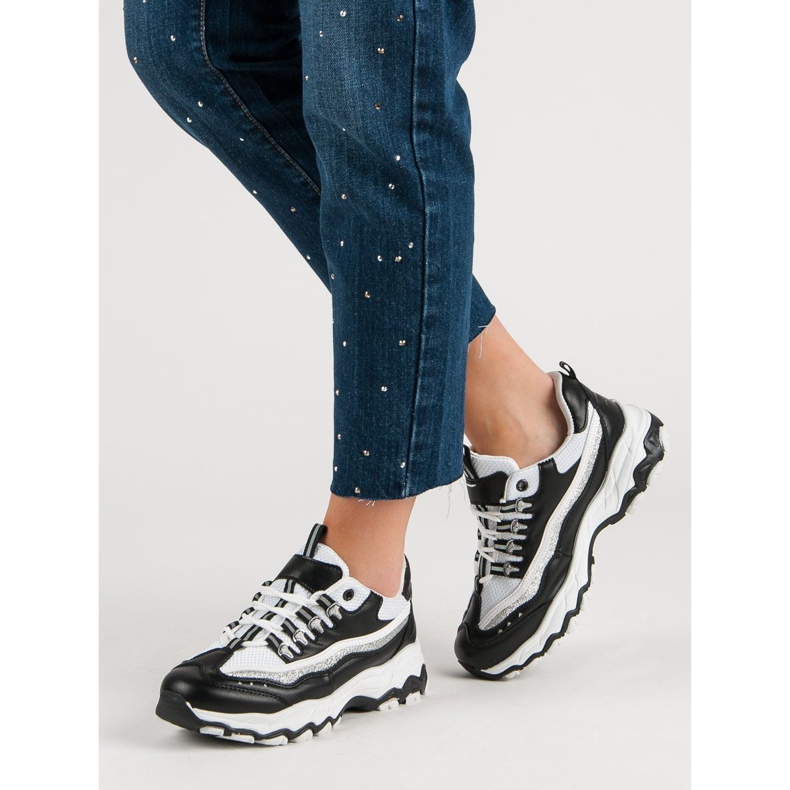 Sneakers With Glitter white black 1