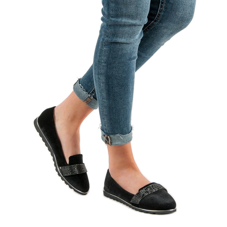 Velor ballerinas black 1