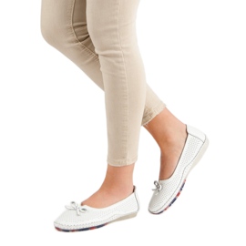 VINCEZA openwork leather ballerinas white 2