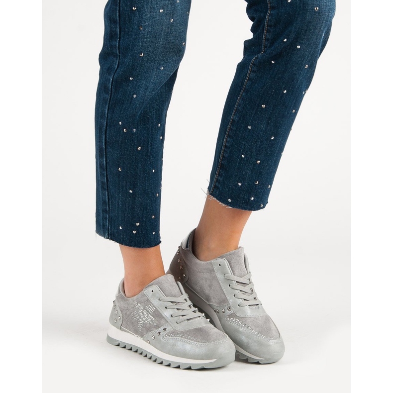 Sports shoes with crystals grey 1
