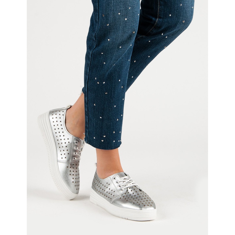 Silver Openwork Sneakers grey 1