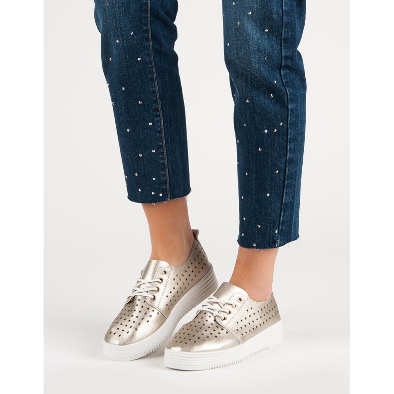 Golden Openwork Sneakers 1