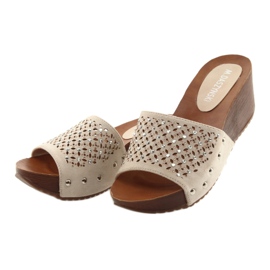 M.Daszyński Beige slippers Daszyński SA144-6 with cubic zirconia 3