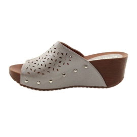 M.Daszyński Women's slippers on the wedge Daszyński 144 silver brown grey 2