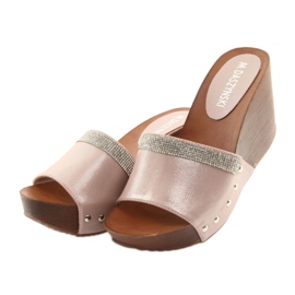 M.Daszyński Daszyński AM43 wedge slippers with cubic zirconia pink 3
