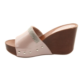 M.Daszyński Daszyński AM43 wedge slippers with cubic zirconia pink 2