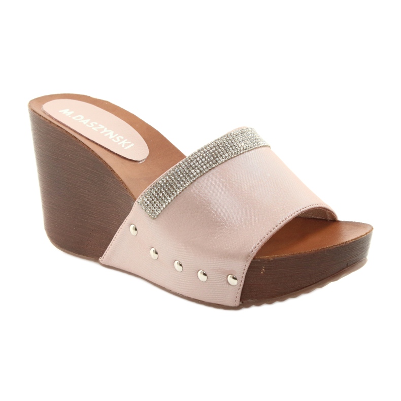 M.Daszyński Daszyński AM43 wedge slippers with cubic zirconia pink 1