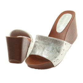 M.Daszyński Daszyński AM43 wedge slippers with cubic zirconia grey 4