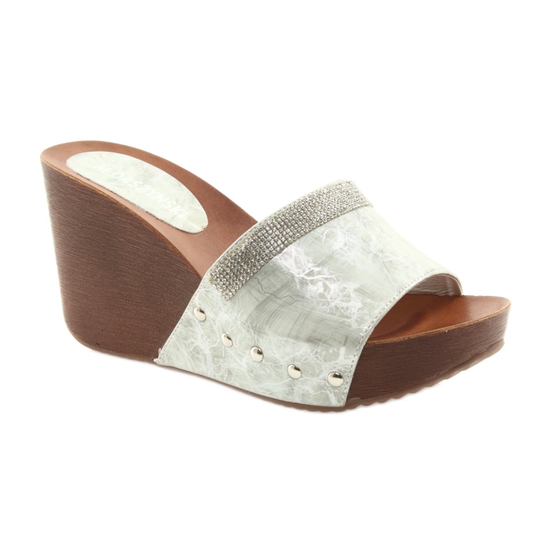 M.Daszyński Daszyński AM43 wedge slippers with cubic zirconia grey 1